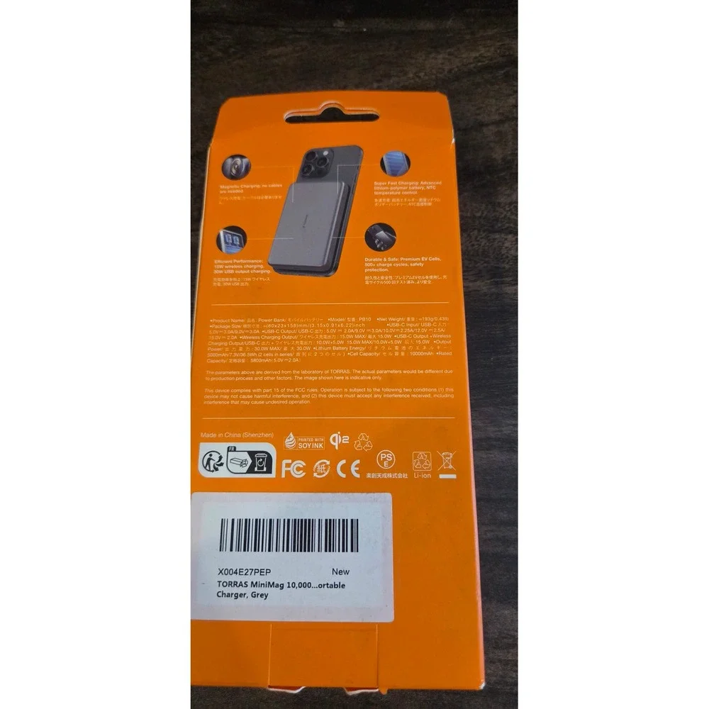 TORRAS Power Bank Unisex OS Grey New Go-MiniMag Qi 2.0 10000mAh 30W PB10